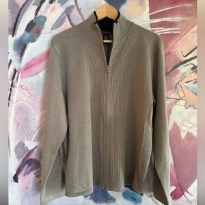 KENNETH COLE Men’s full zip up cotton blend grey sweater